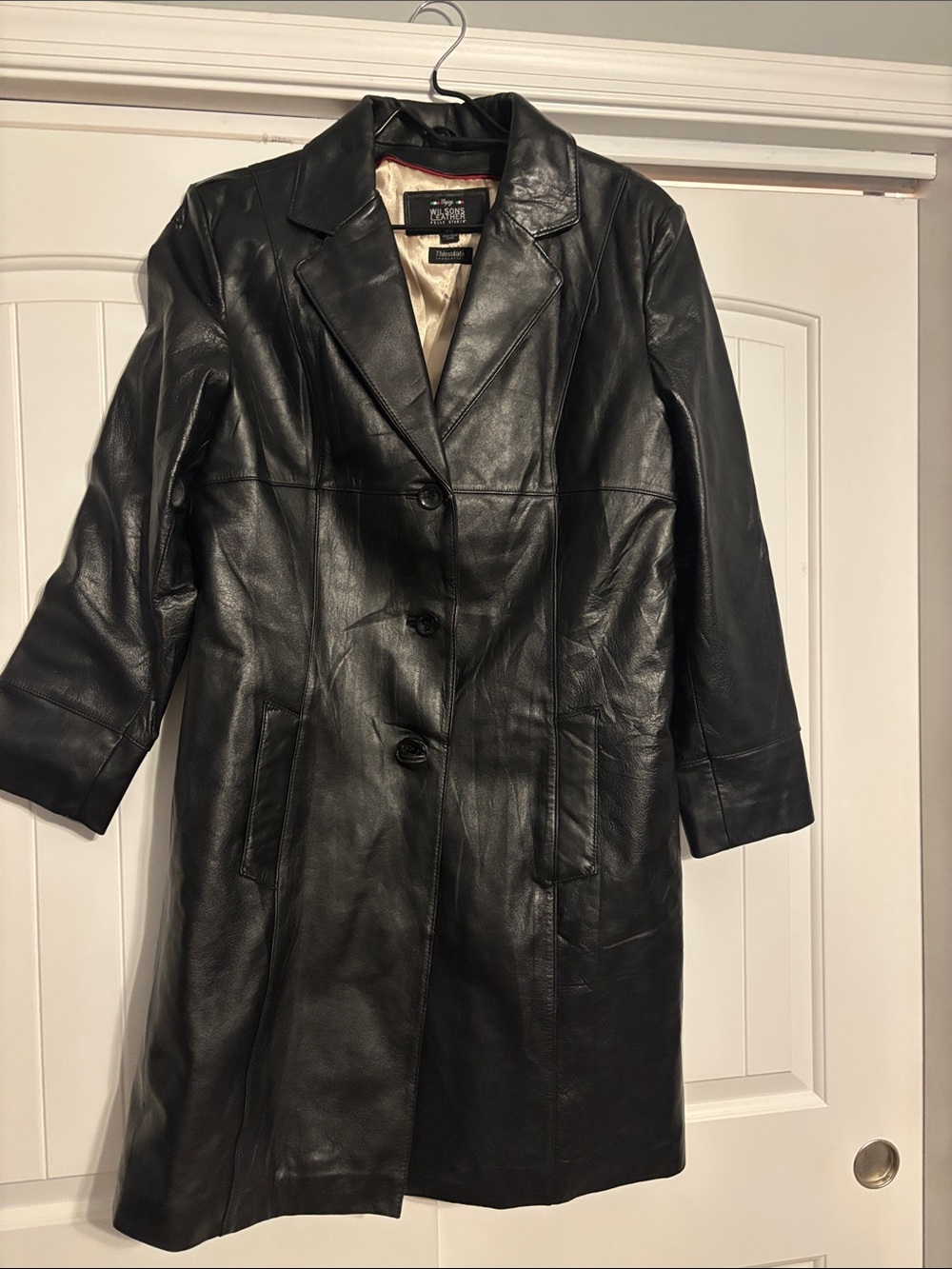 Wilsons Long Black Leather Jacket